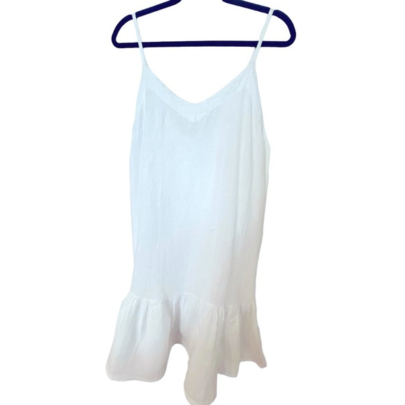 Italian Linen LG Dress white Bella Umbra Spaghetti Straps Bride bachelorette LWD - Picture 1 of 10